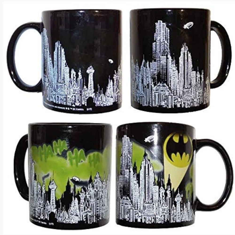 Color Changing Batman and Joker DC Black and White Gotham Skyline Ceramic Mug - Picture 6 of 6